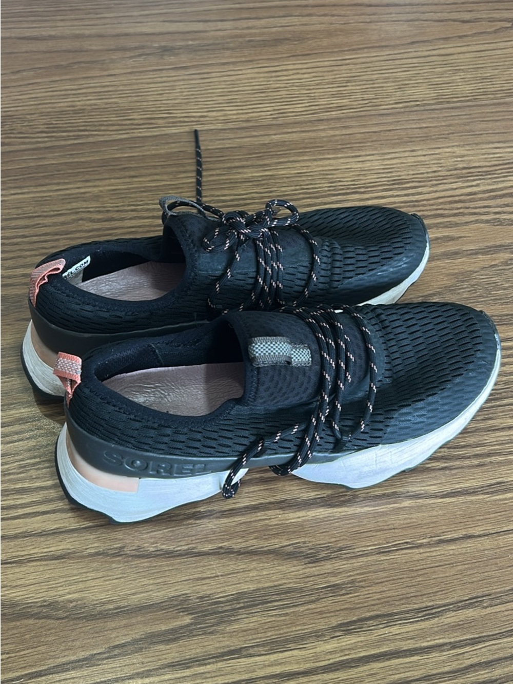 Sorel Black and Blush Athletic Knit Lace-Up Sneakers